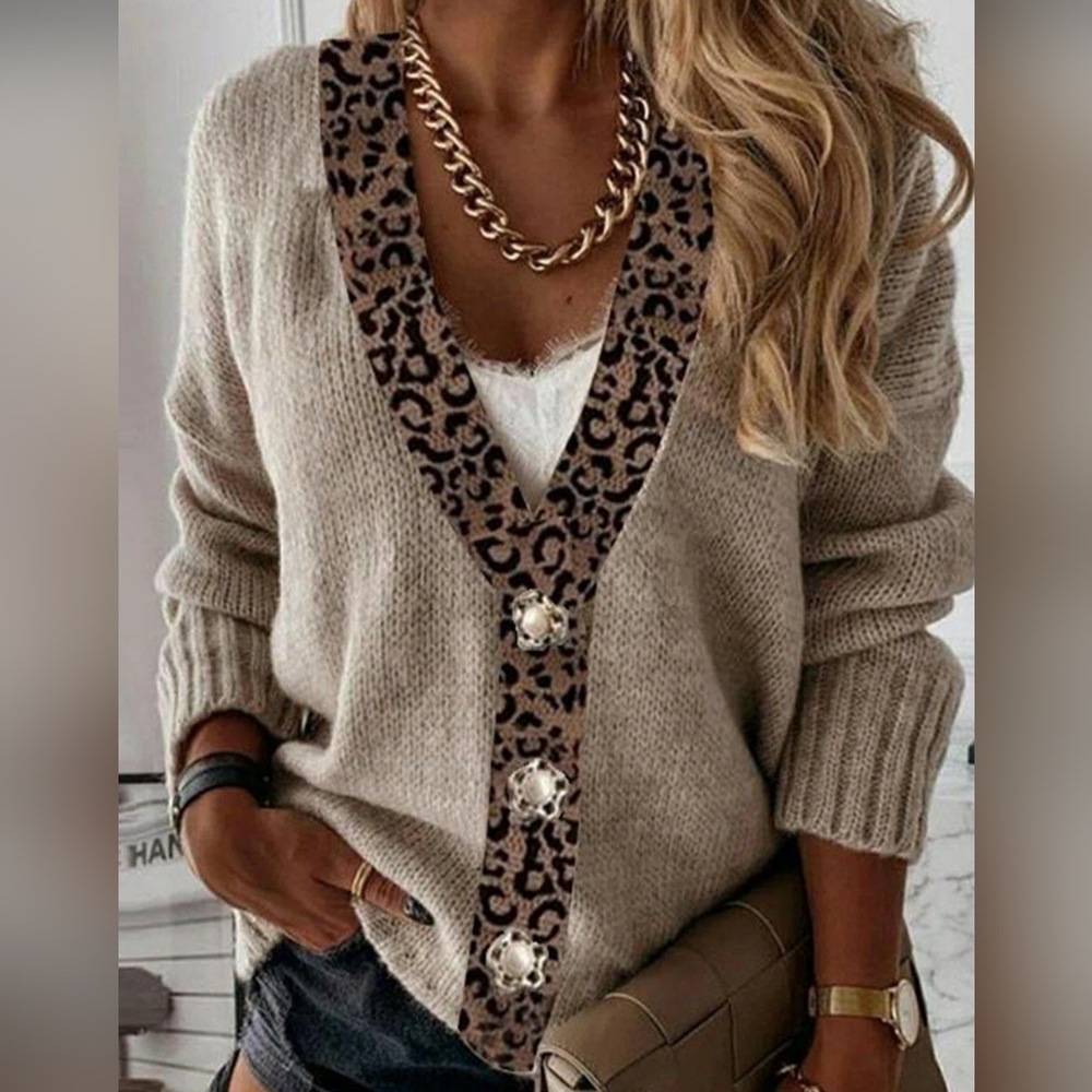 Noracora leopard trim cardigan